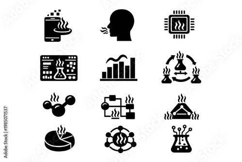 Set future digital generation simple image scent simulation symbol icon fill diagram