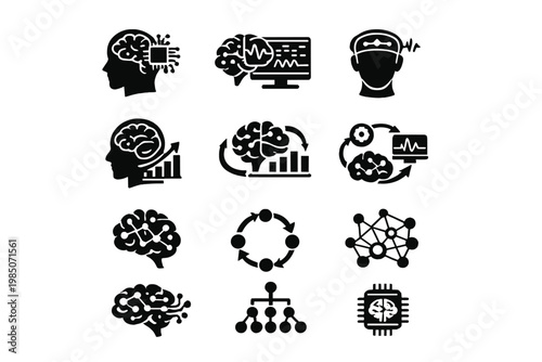 Icon neuroadaptive black science diagram interface icons neuro responsive vector symbol structure