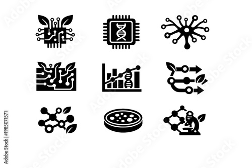 Vector generation analytics image structure processor symbol bio simple set icon circuit