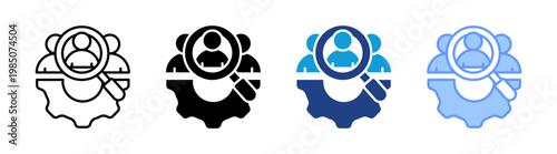 Human Resource icon set multiple style collection