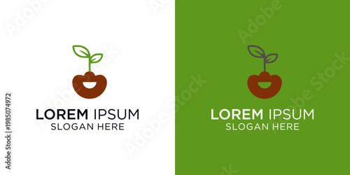 Logo design featuring a handful of soil with a sprout, symbolizing growth and innovation
