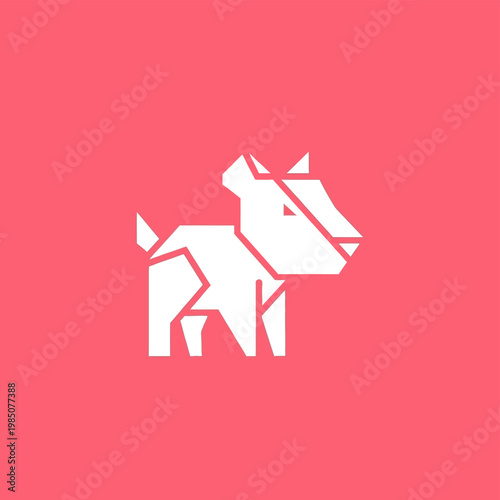 Origami Dog Icon Minimalist Geometric Design.