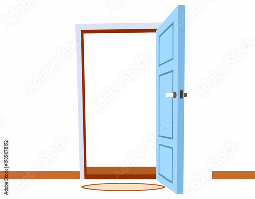 Open Blue Door with Light Shining Through.