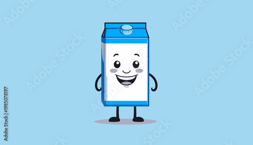 Happy Milk Carton Character Illustration