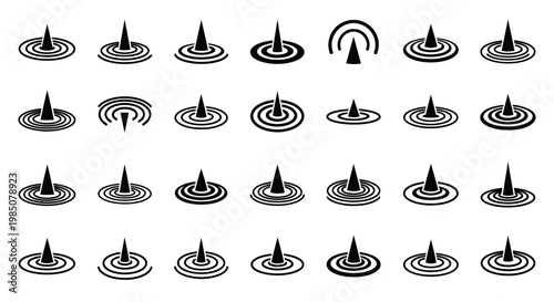 Black and white wifi signal icons, 25 wireless network symbols, vector internet connection signs, communication logos