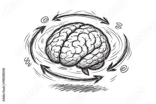 Sketch rotating generation simple doodle lines image thinking imperfect messy vector brain