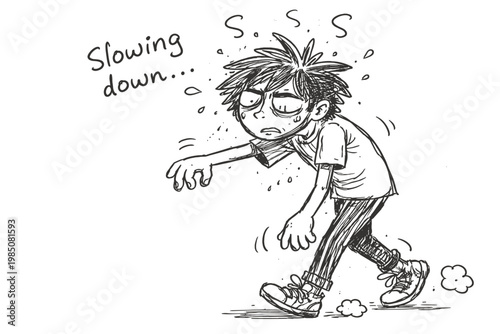 Simple simple style minimal slowing down doodle raw vector image person messy generation