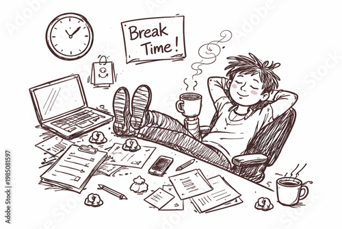 Generation vector messy image person doodle naive childlike icon taking raw break rough