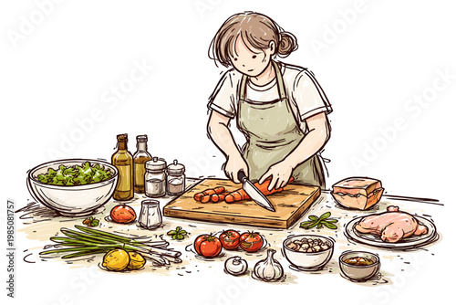 Lines image prep simple icon uneven doodle vector food ingredients generation table