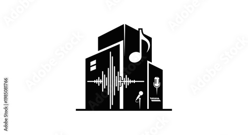 Black and white music studio logo.
