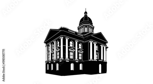 Government Building with Domed Tower.