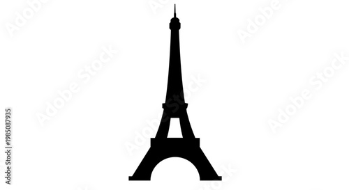 Eiffel Tower Iconic Paris Landmark Silhouette.