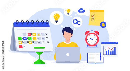 Man Working on Laptop Computer.