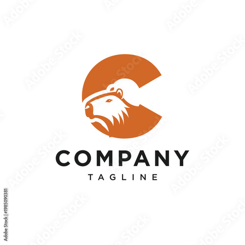 Letter C Capybara Logo Icon Vector