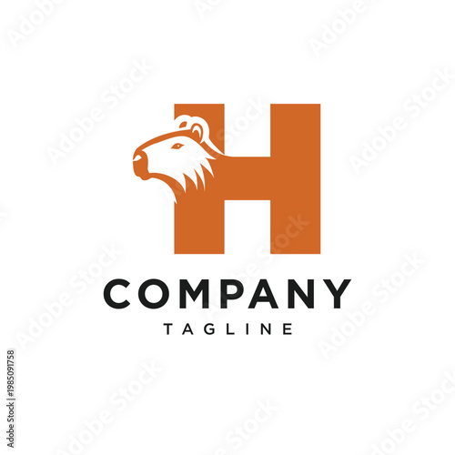 Letter H Capybara Logo Icon Vector