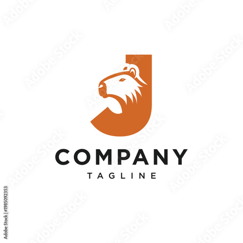 Letter J Capybara Logo Icon Vector
