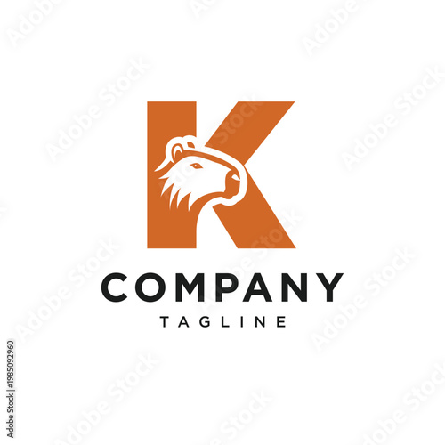 Letter K Capybara Logo Icon Vector