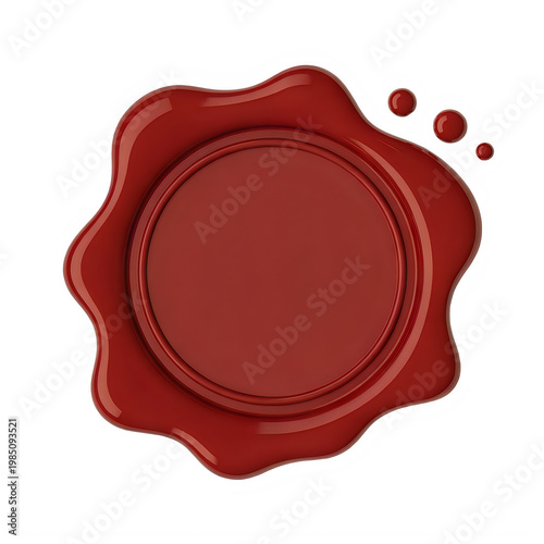 Red wax seal with embossed circle isolated on a transparent background stamp