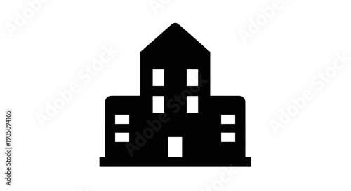 Simple Black Building Icon Design.