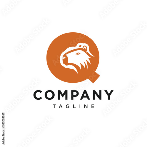 Letter Q Capybara Logo Icon Vector