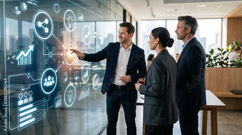 Corporate Team Using Smart Digital Collaboration Tools 