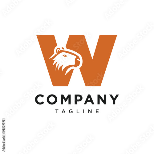 Letter W Capybara Logo Icon Vector