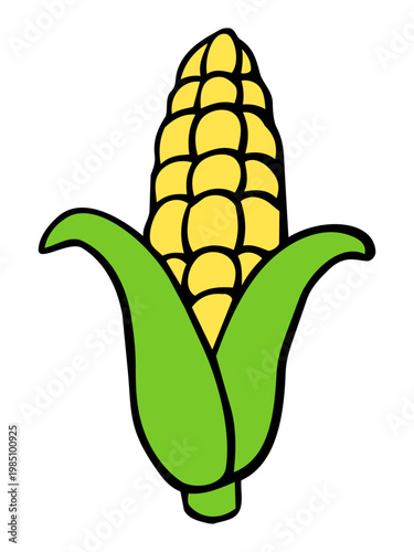 とうもろこしの手描き野菜イラスト