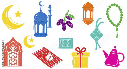 Islamic Ramadan Icons Collection for Festive Celebrations.