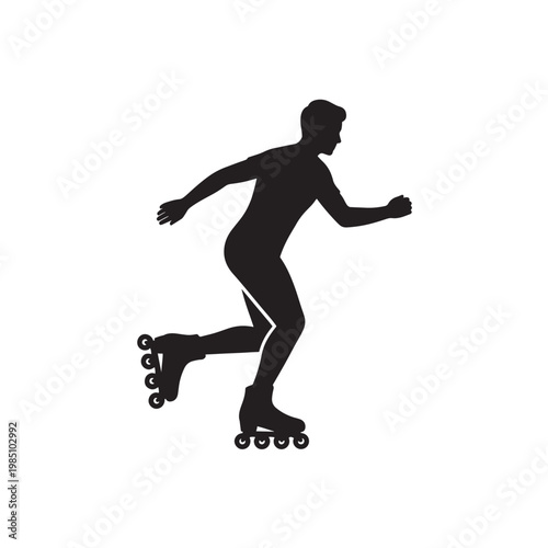 Rollerblading Man Silhouette for Fitness, Exercise, and Active Lifestyle Concepts
