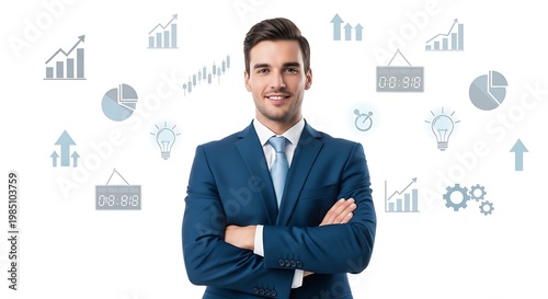 Businessman with arms crossed standing.