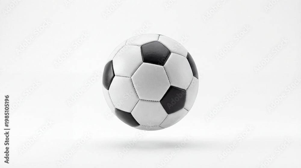 Fototapeta premium Classic soccer ball floating in a clean white studio environment