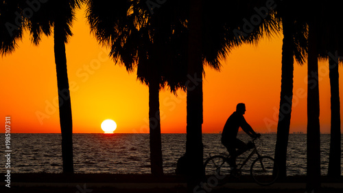 Bike riding at sunrise