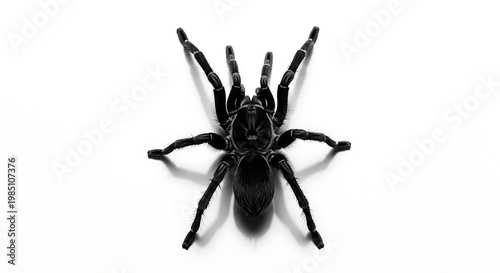 Closeup of a black spider crawling.