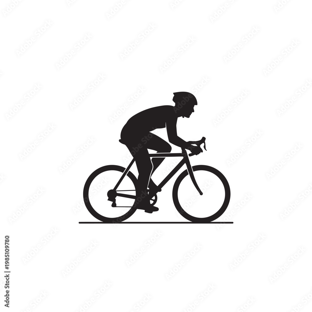 Obraz premium Cyclist Silhouette Riding Bicycle for Fitness, Sports, and Active Lifestyle Concepts