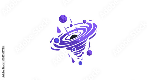 Abstract Purple Galaxy Vortex with Planets and Stars