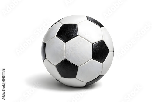 Classic soccer ball isolated on white background with soft shadow