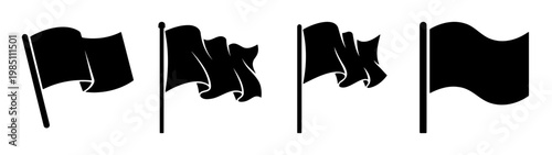 Black flag vector set waving in the wind illustration symbol of anarchy or protest concept art