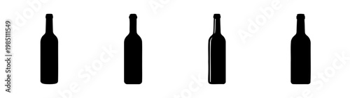 Black wine bottles illustration: stock photo of wine bottles for bar and restaurant design needs