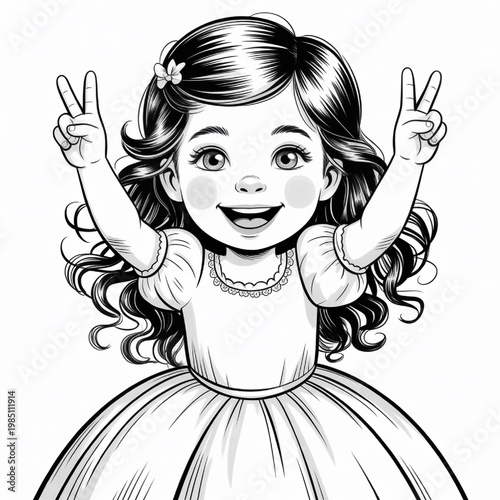 Cute Little Girl With a Playful Expression for Kids and Adults