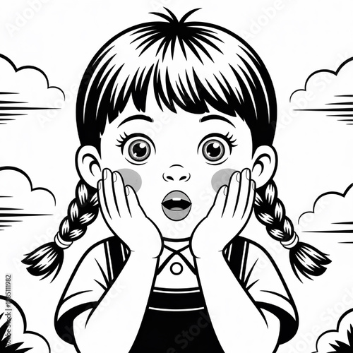 Cute Little Girl With a Playful Expression for Kids and Adults