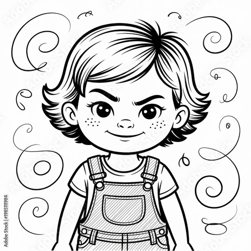 Cute Little Girl With a Playful Expression for Kids and Adults