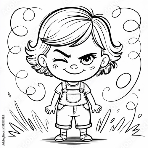 Cute Little Girl With a Playful Expression for Kids and Adults