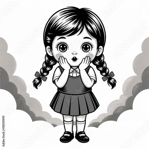 Cute Little Girl With a Playful Expression for Kids and Adults