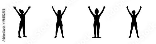 Silhouette figures with arms raised vector art illustration drawing design graphic image free download