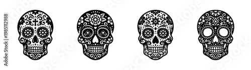 Day of the dead sugar skulls vector art halloween and dia de los muertos design illustration