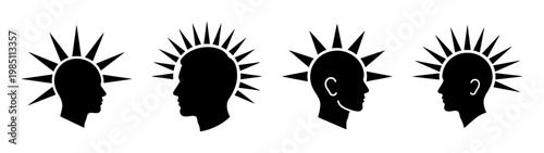 Punk rock hairstyles vector art illustration of mohawk haircuts and alternative fashion style icons