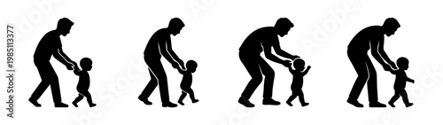 Exploring the bond between father and child a silhouette illustration of family support and growth together