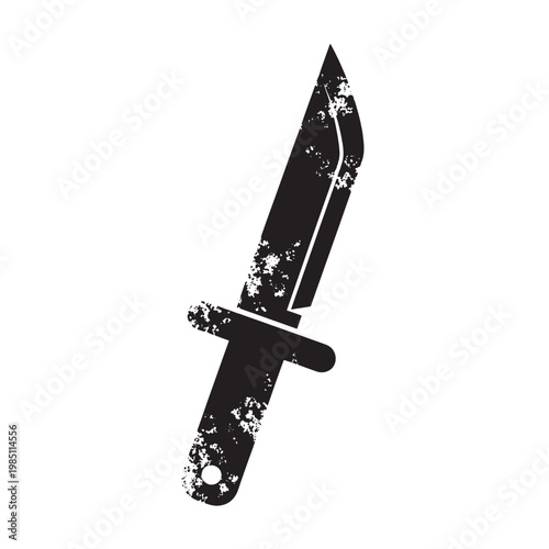 Bayonet Knife Vintage Military Blade Distressed Grunge Weapon Icon Transparent Background