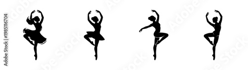 Elegant ballet dancers silhouette vector art illustration for dance studio and performance design, art