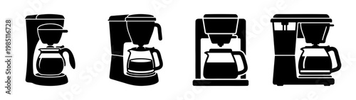 Coffee maker machine vector illustration set perfect for kitchen appliance designs and coffee shop branding